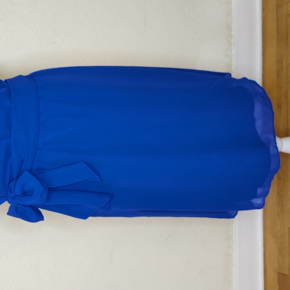 BR Factory Cobalt Blue Abby Tie Belt Chiffon Sleeveless Midi Dress Size 4 - Picture 7 of 9